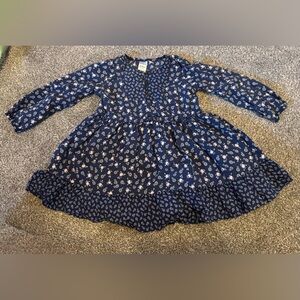 Navy Floral Carter’s Dress Peasant 24 months 24m 100% viscose long sleeve FLAW
